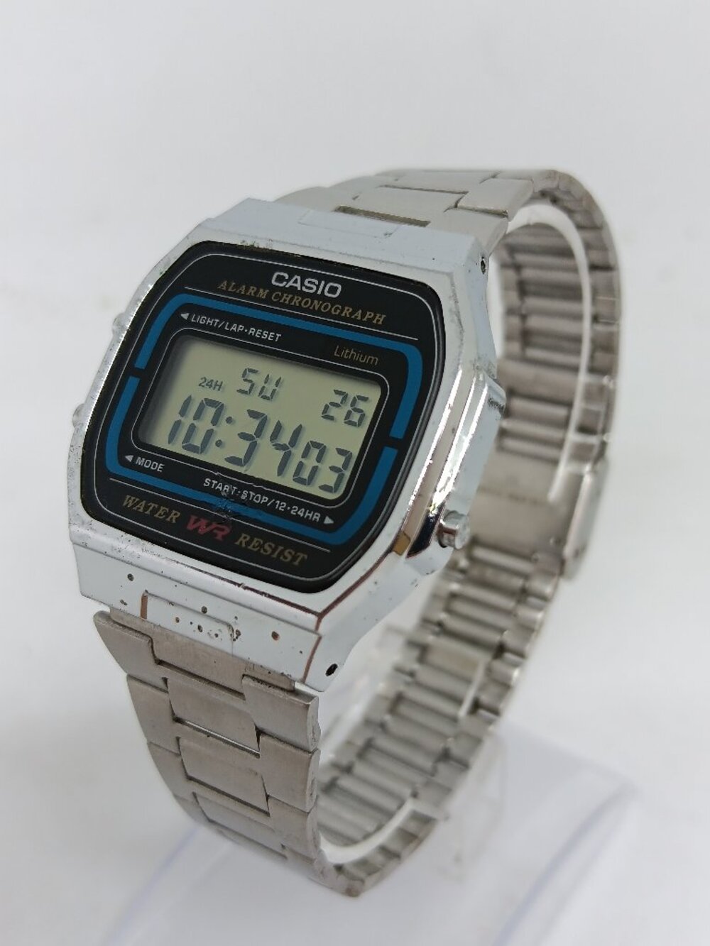 VINTAGE 1987 Casio A164W Module 593 Men's 35mm x 36mm Digital Watch NEW BATT